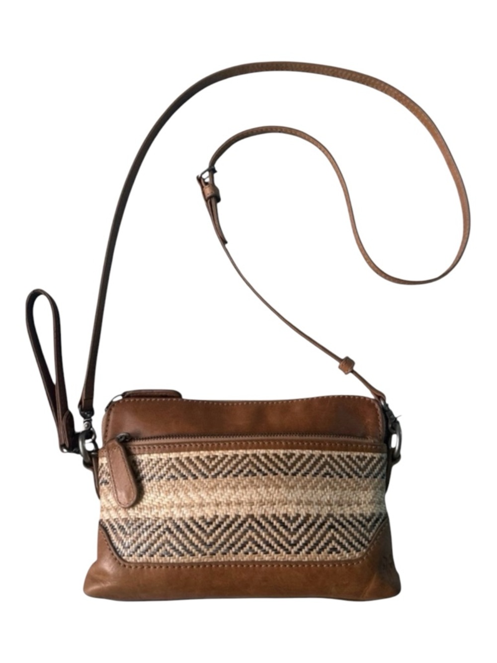 Frye Melissa Straw Crossbody Wristlet • Beige • Leather • Woven
